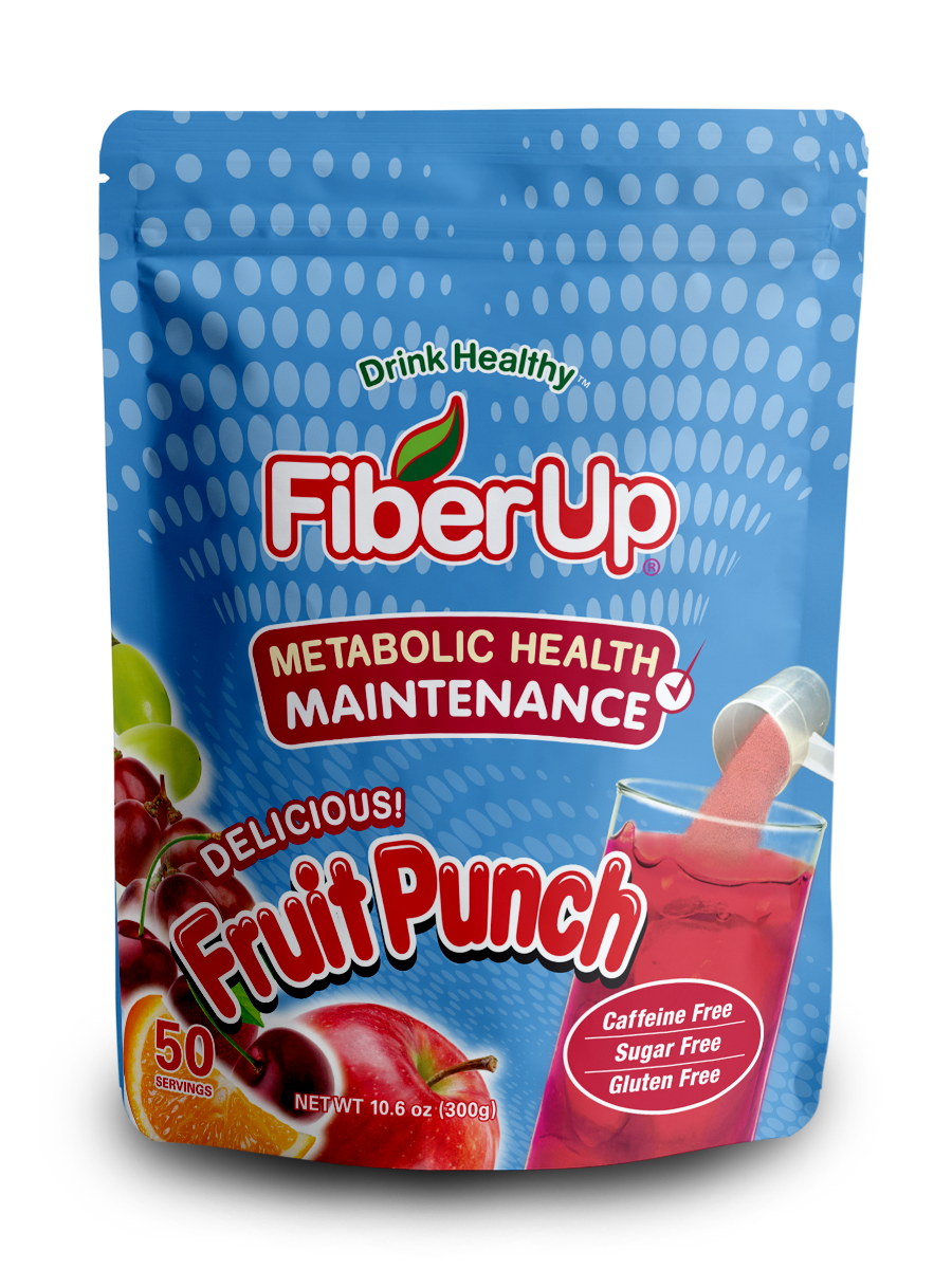 Fiber Up® Prebiotic Soluble Fiber Supplement for Metabolic Health, Delicious Fruit Punch Drink Mix, 48 Servings.